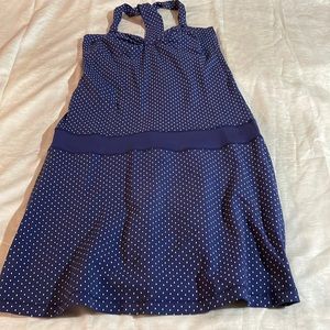 American Eagle navy blue polka dot halter dress